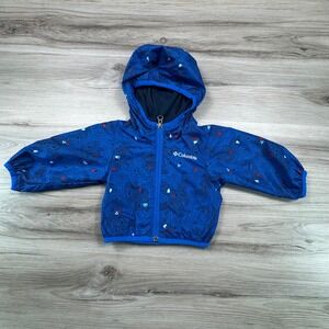 Columbia Boys Blue Topographic Omni-Wick Hooded Windbreaker Jacket 3-6 Months
